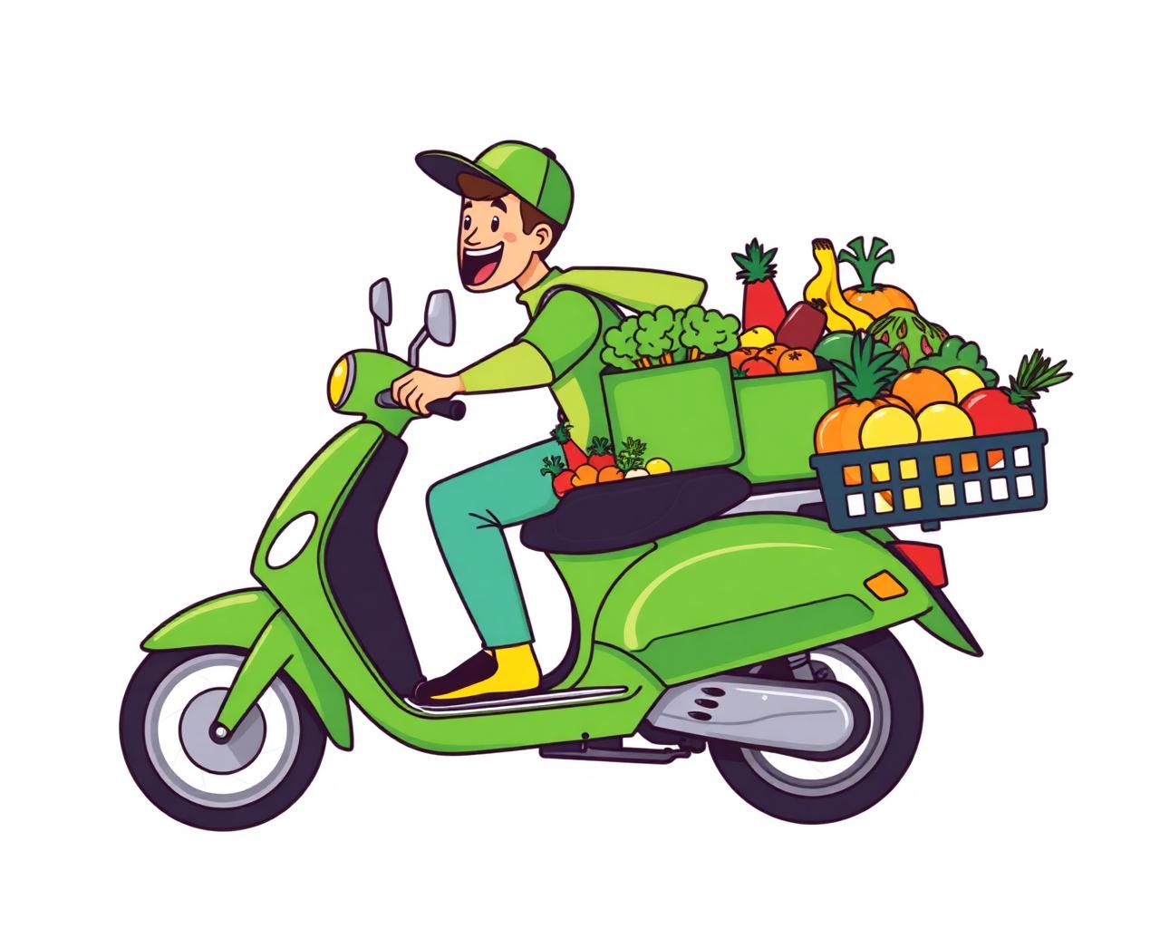 PickFast delivery rider with fresh groceries